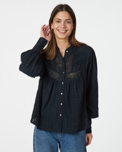 Bria dobby blouse - Navy