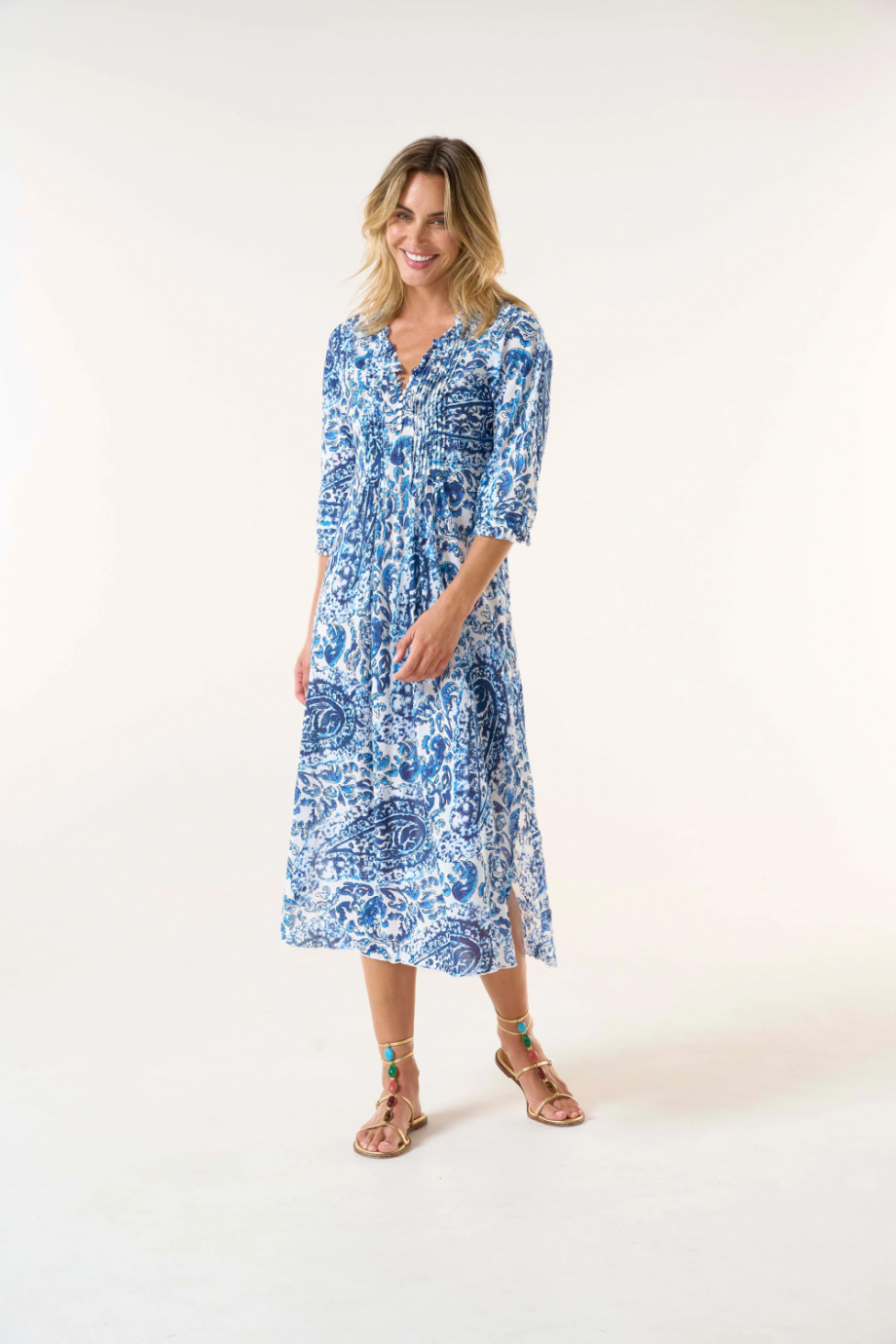 Long poppy dress - Hydra navy