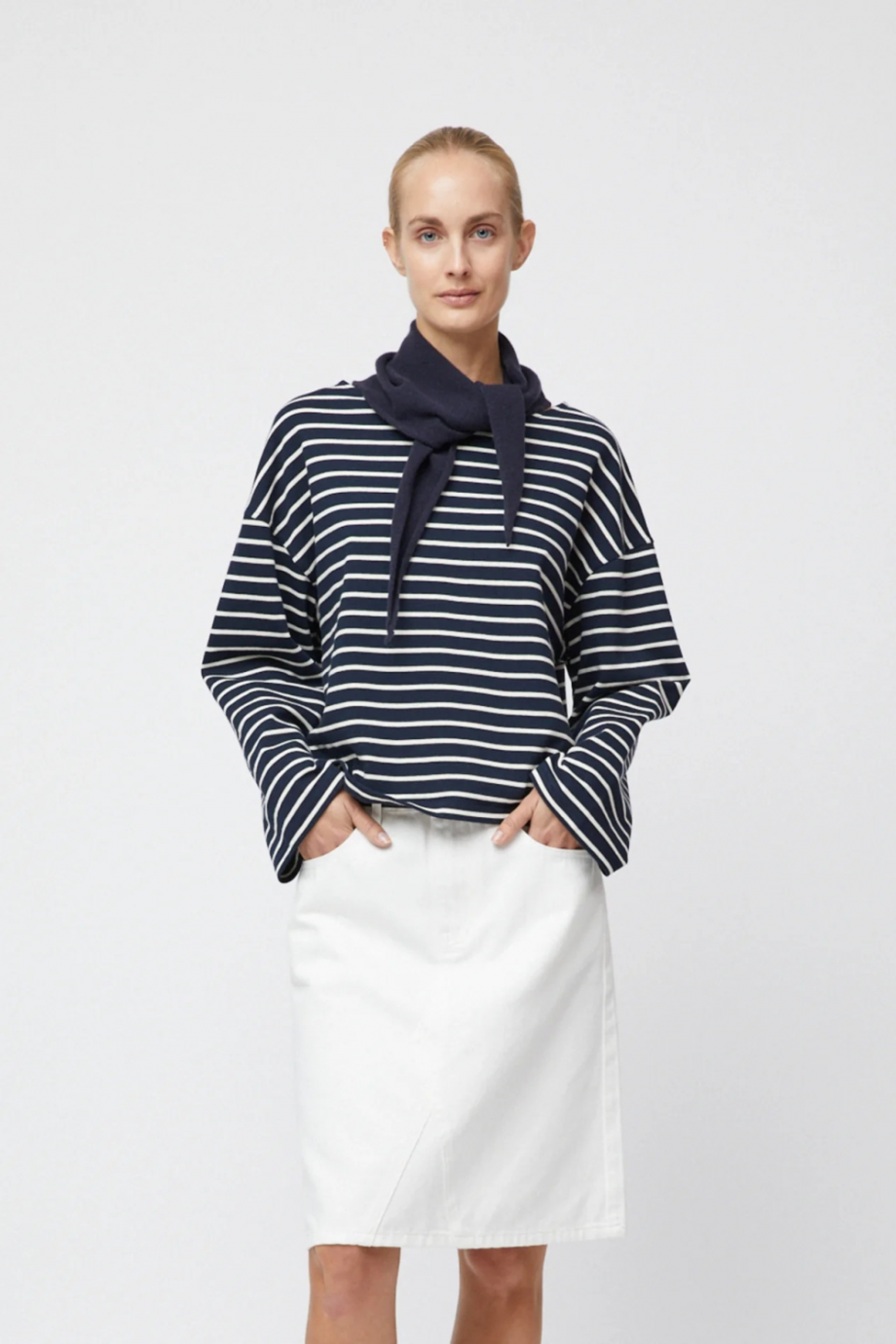 Breton boatneck LS - Navy cream stripe