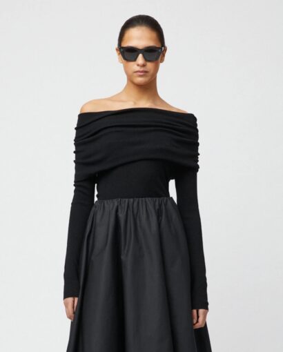 Off shoulder knit top - Jet black