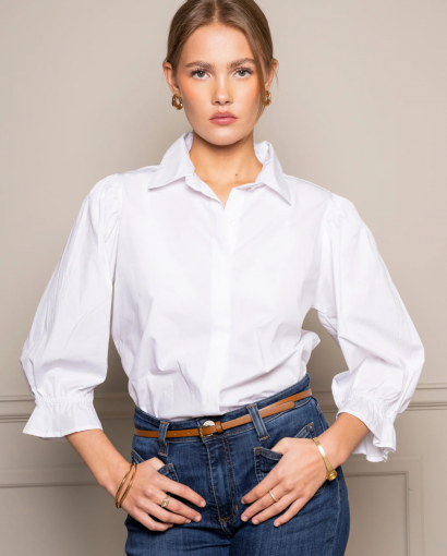 Amy shirt poplin - Sugar White