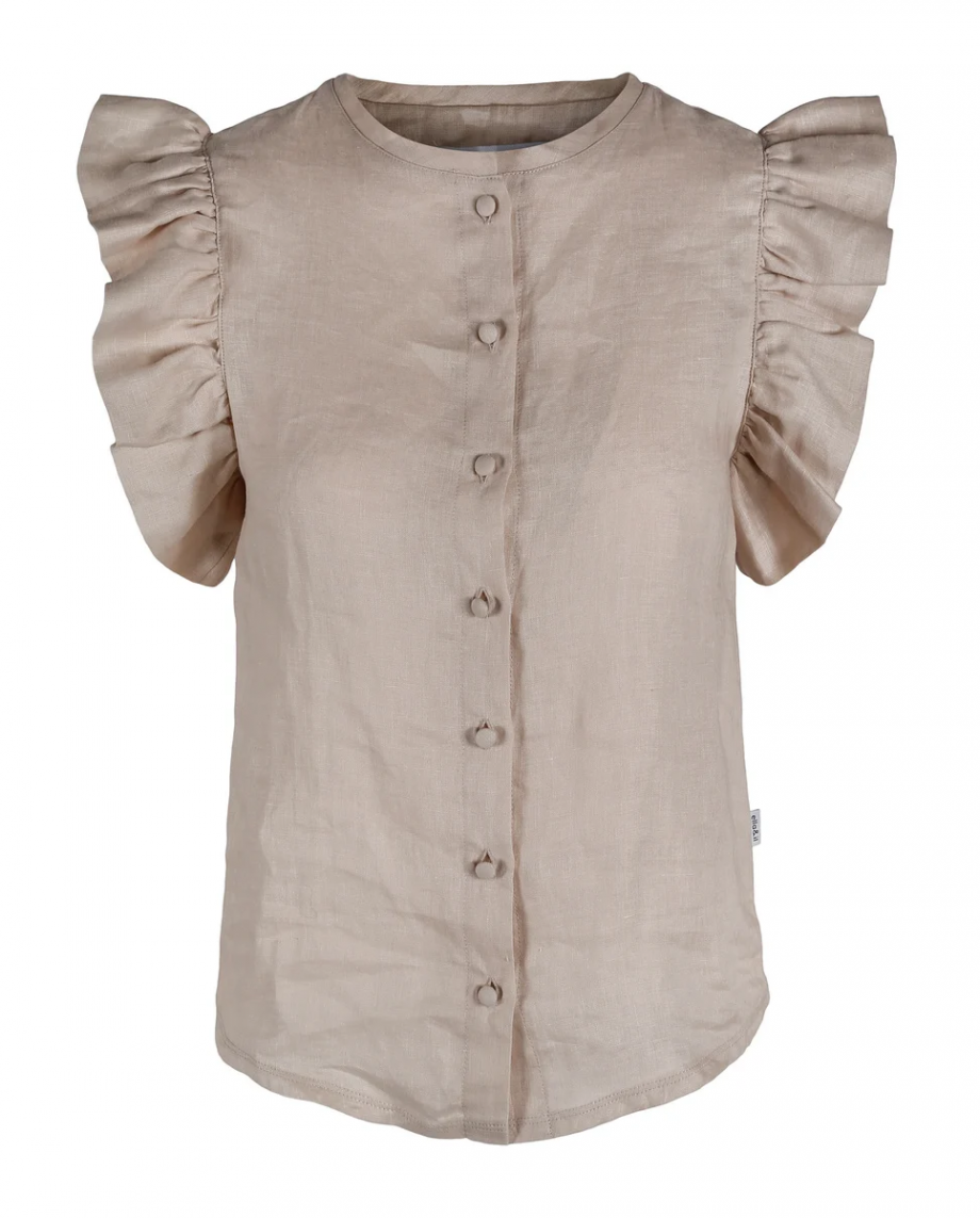 Pauline Linen Shirt -  Beige