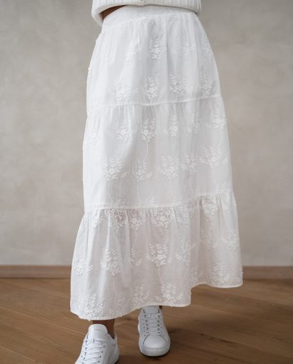 Camilla HW skirt EMB - Bright white