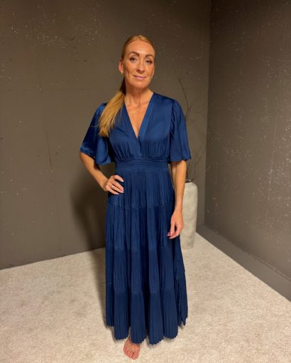 Angie solid dress long - Indigo