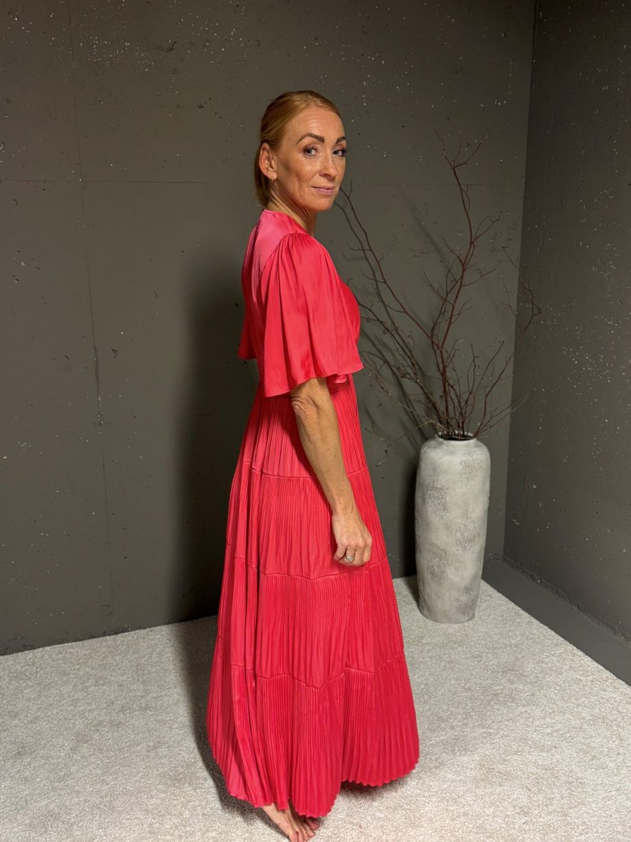 Angie Solid dress long - Pink