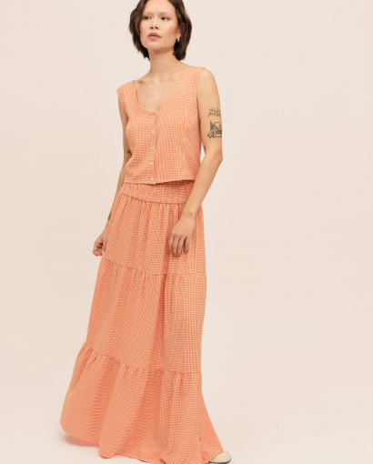 Mari long skirt - Clay checked