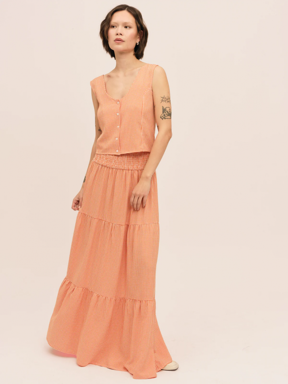 Mari long skirt - Clay checked