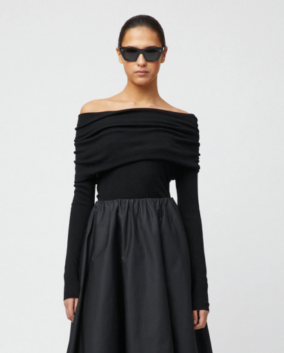 Off shoulder knit top - Jet black