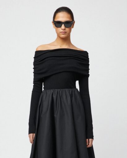 Off shoulder knit top - Jet black