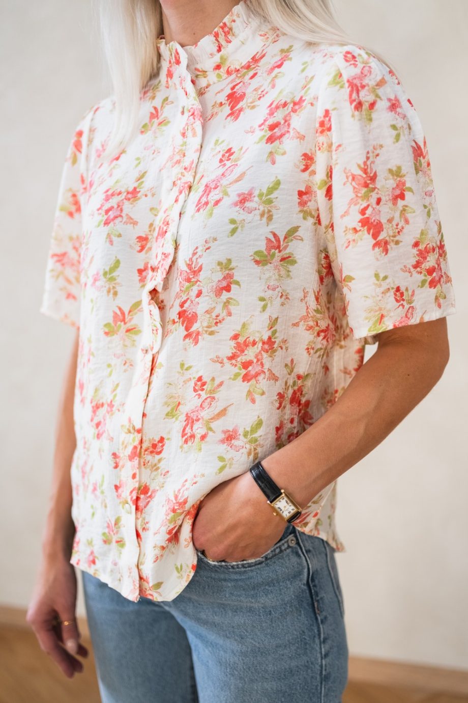 Astrid 2/4 shirt AOP - Cry rose flower