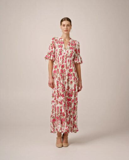 Bohemian relaxed dress - Pink meadow