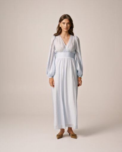 Viscose V-neck Dress - Light Blue