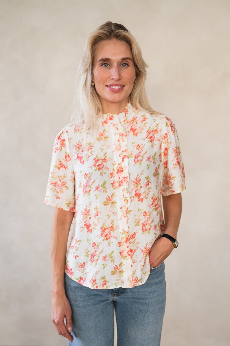 Astrid 2/4 shirt AOP - Cry rose flower