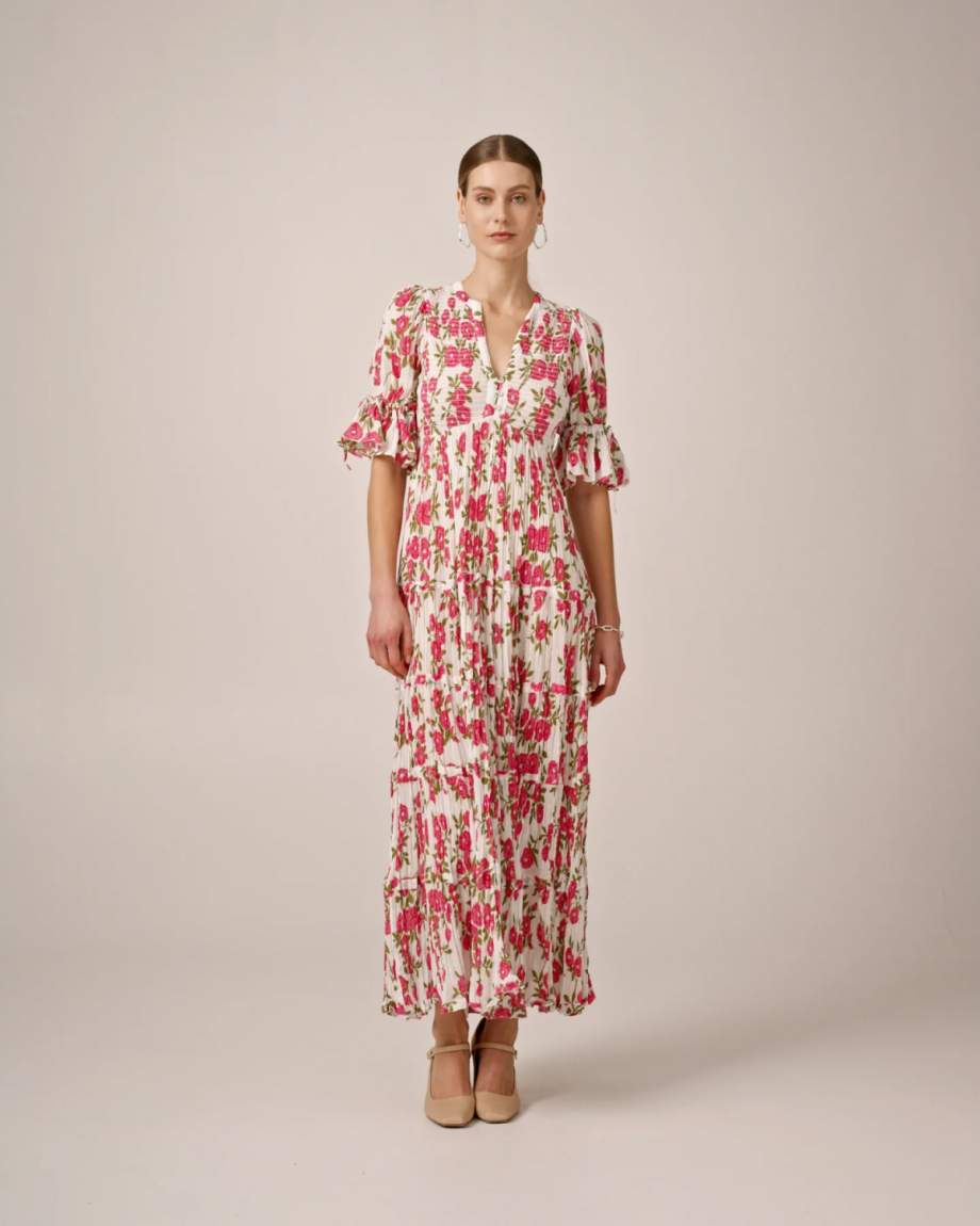 Bohemian relaxed dress - Pink meadow