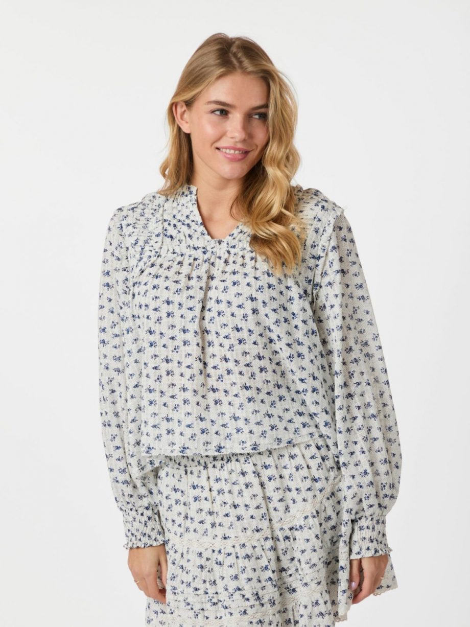 Nipoa Dot flower blouse - Blue