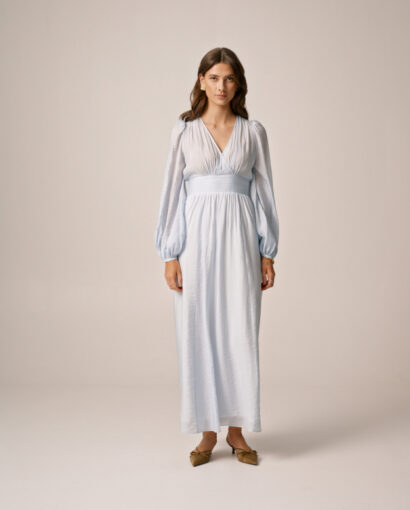 Viscose V-neck Dress - Light Blue