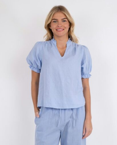 Odesa Linen Blouse - Light Blue