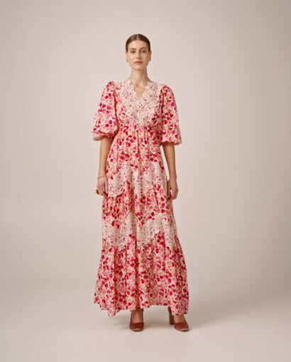 Cotton slub maxi dress - Poppy field