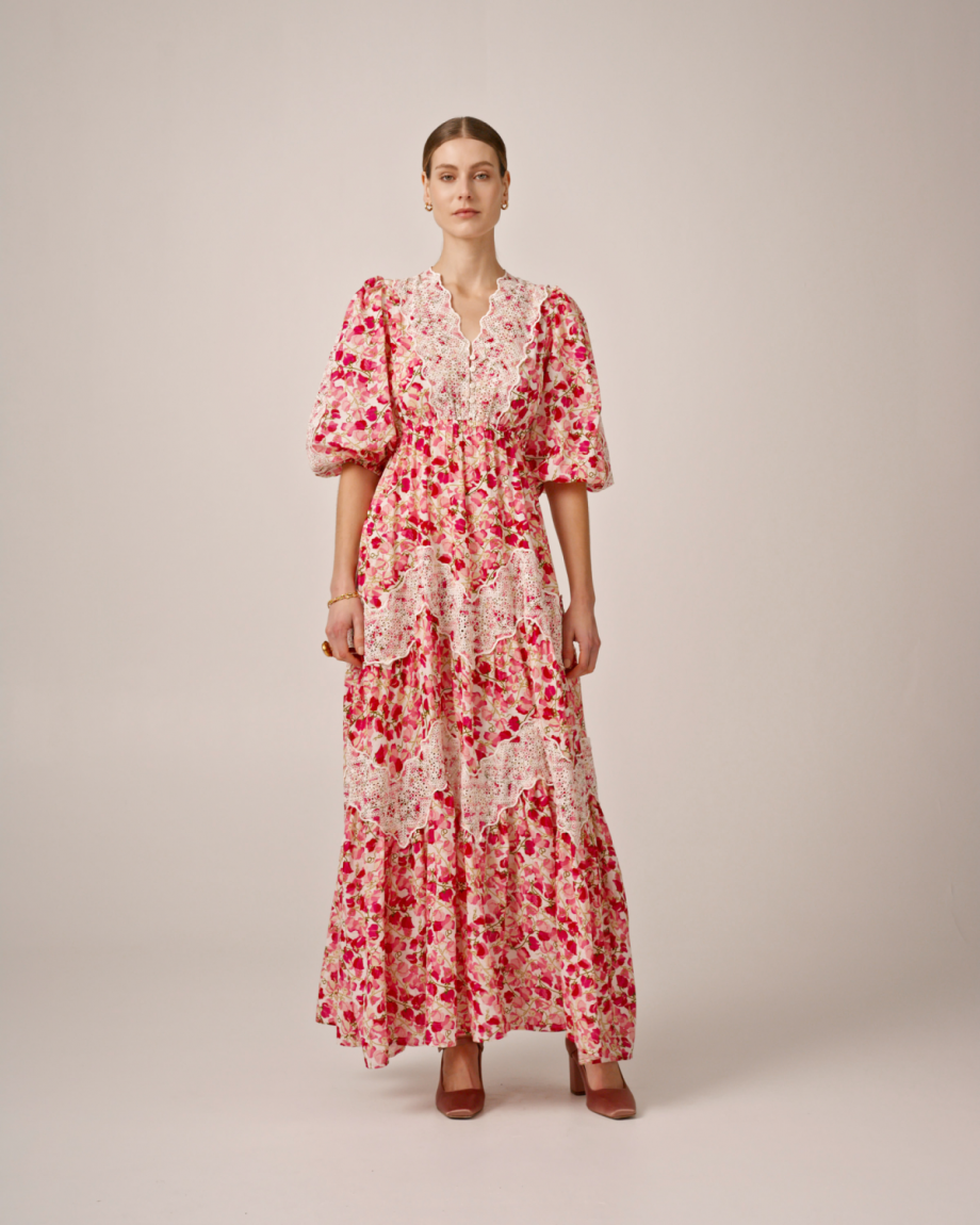 Cotton slub maxi dress - Poppy field