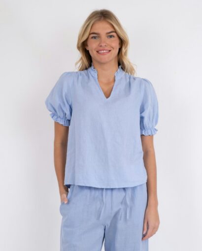 Odesa Linen Blouse - Light Blue