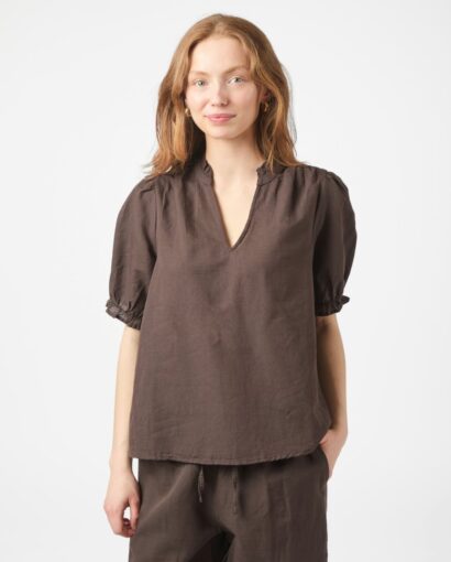 Odesa linen blouse - Dark brown