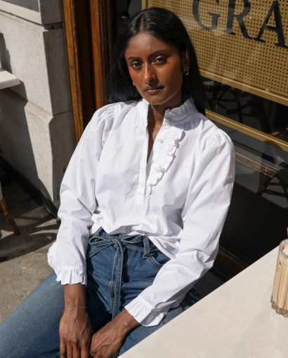 Ella Blouse - Sugar White Poplin