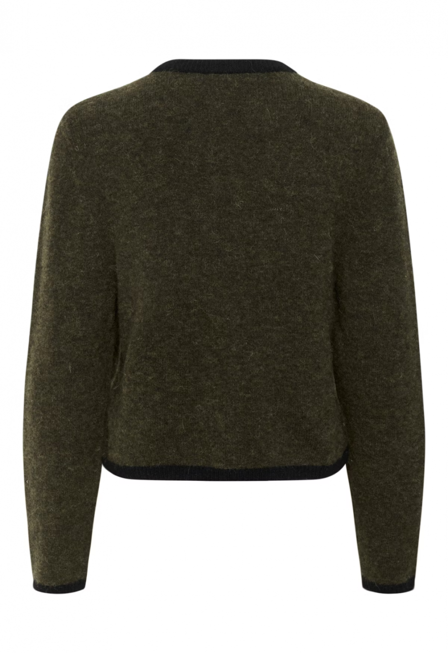 Zalpha ls contrast cardigan - Olive melange