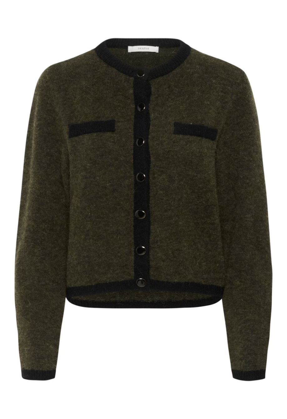 Zalpha ls contrast cardigan - Olive melange
