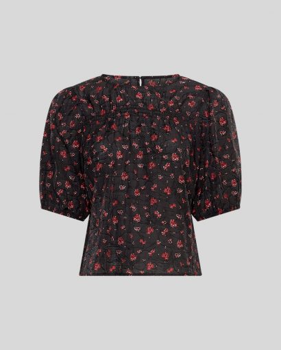 Nancy 2/4 top AOP - Syrah flower