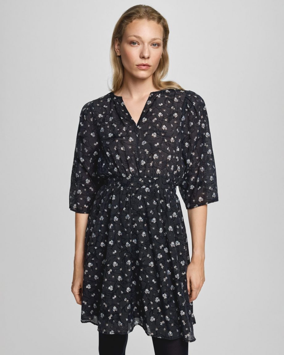 Nancy dress AOP - Egret flower