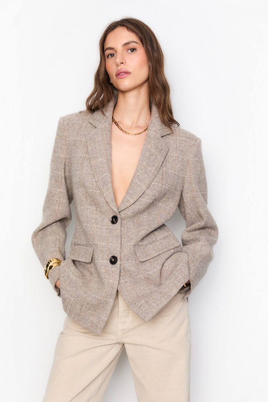 Brook check blazer - Taupe herringbone