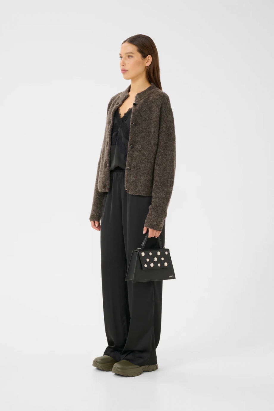 Alpha short cardigan - Chestnut mel