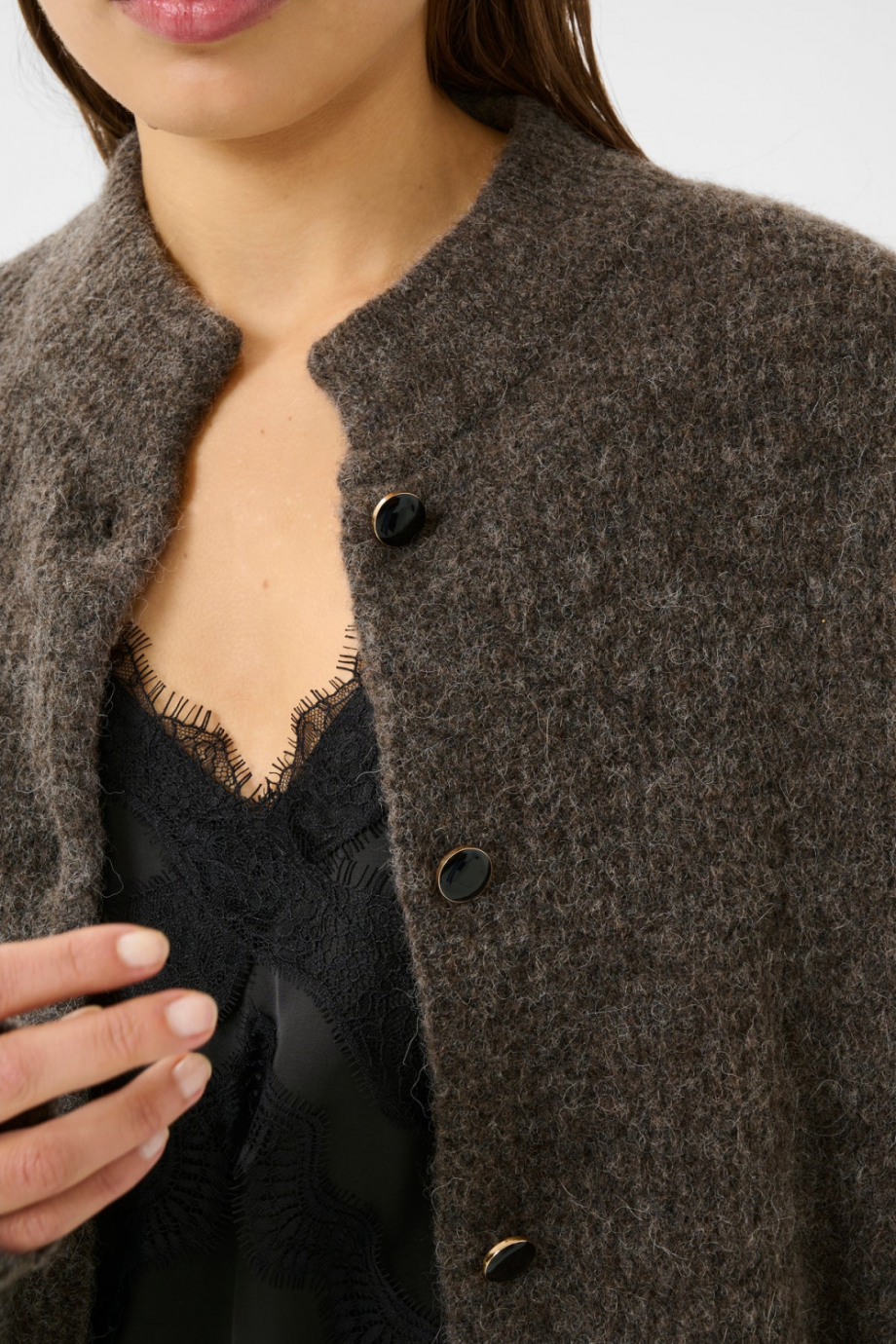 Alpha short cardigan - Chestnut mel