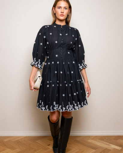 Scarlett Dress - Noir Embroidery