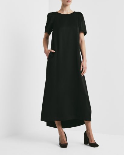 Tailored satin relaxed dress - Black