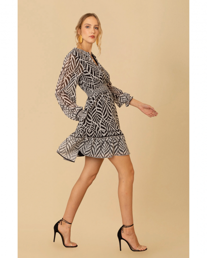 Nyra Dress -Black/White