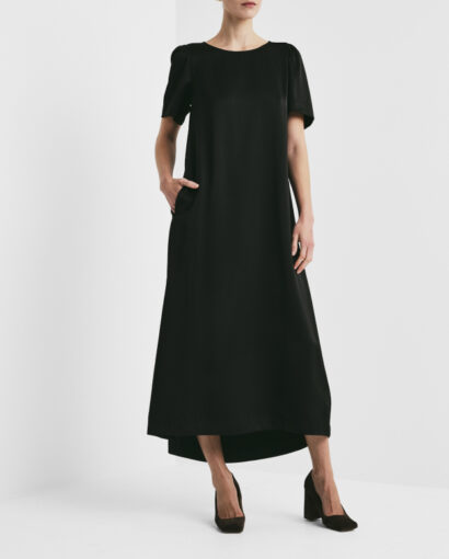 Tailored satin relaxed dress - Black