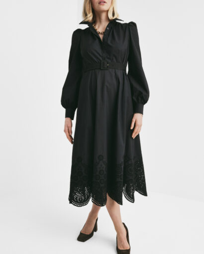 Poplin midi dress - Black