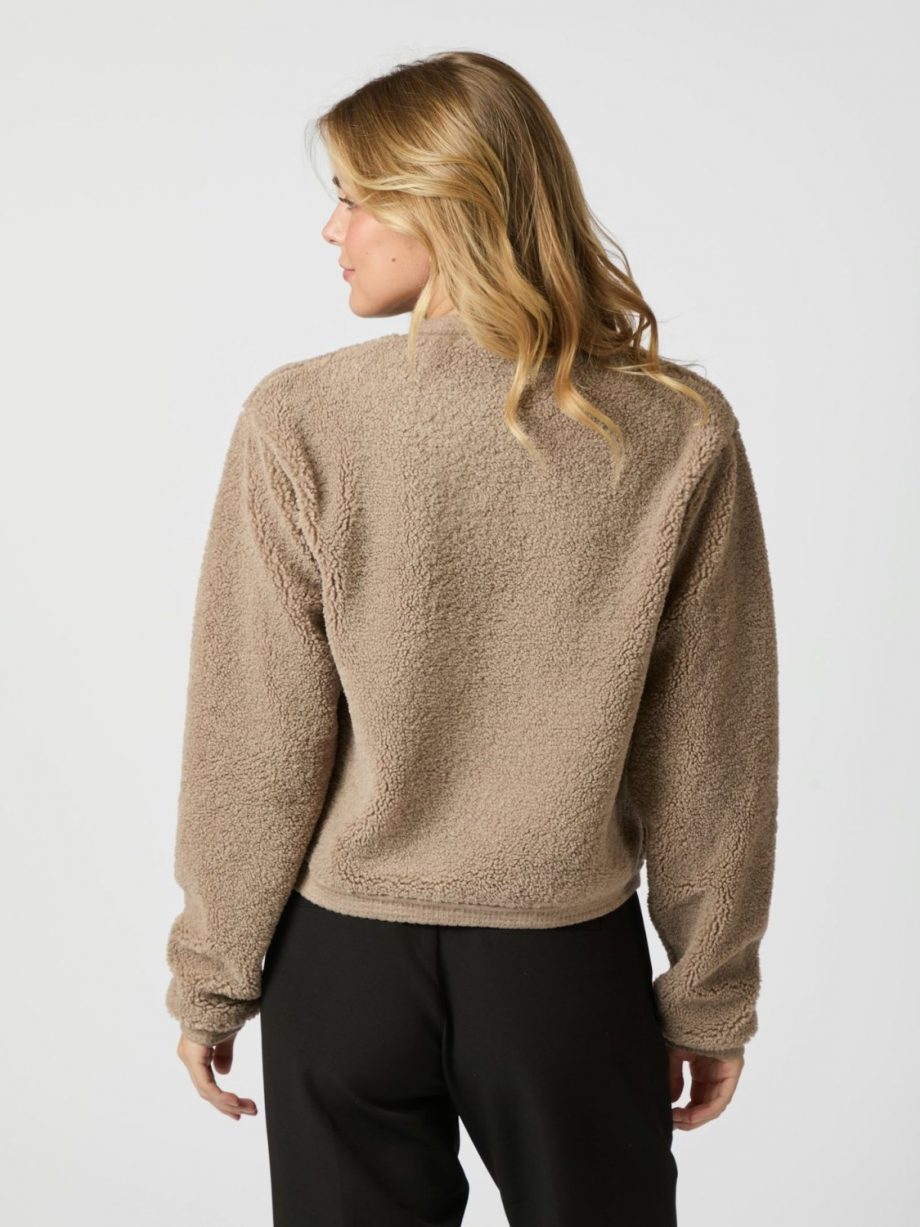 Limo fluffy knit cardigan - Dark sand