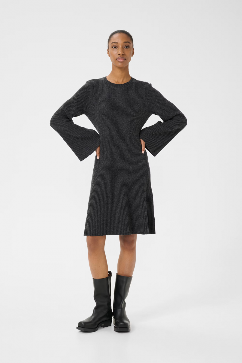 Antali Wool Dress - Charcoal mel
