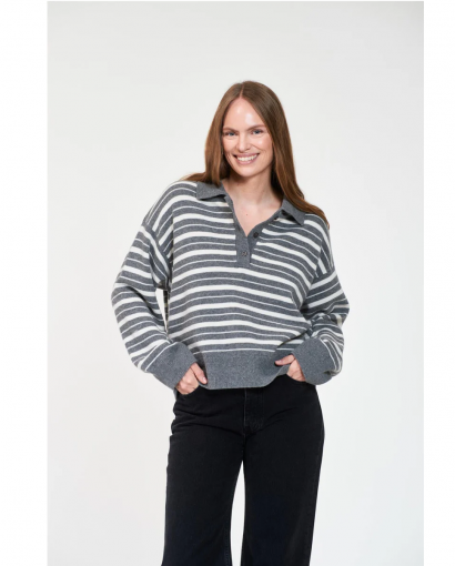 Zely stripe - Grey melange/offwhite