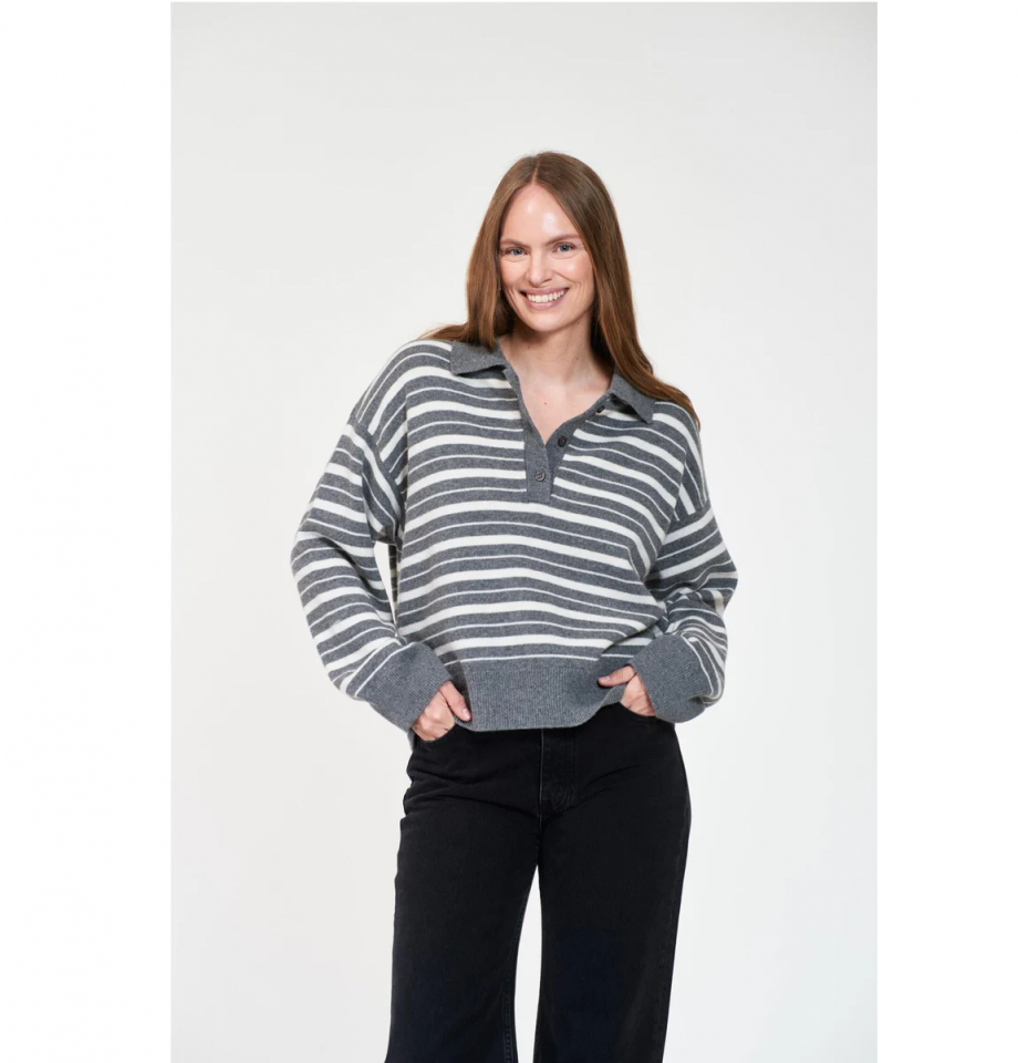 Zely stripe - Grey melange/offwhite