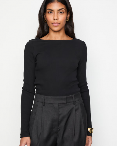 Petronella rib boatneck - Dark brown