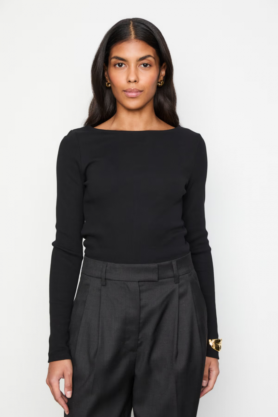 Petronella rib boatneck - Dark brown
