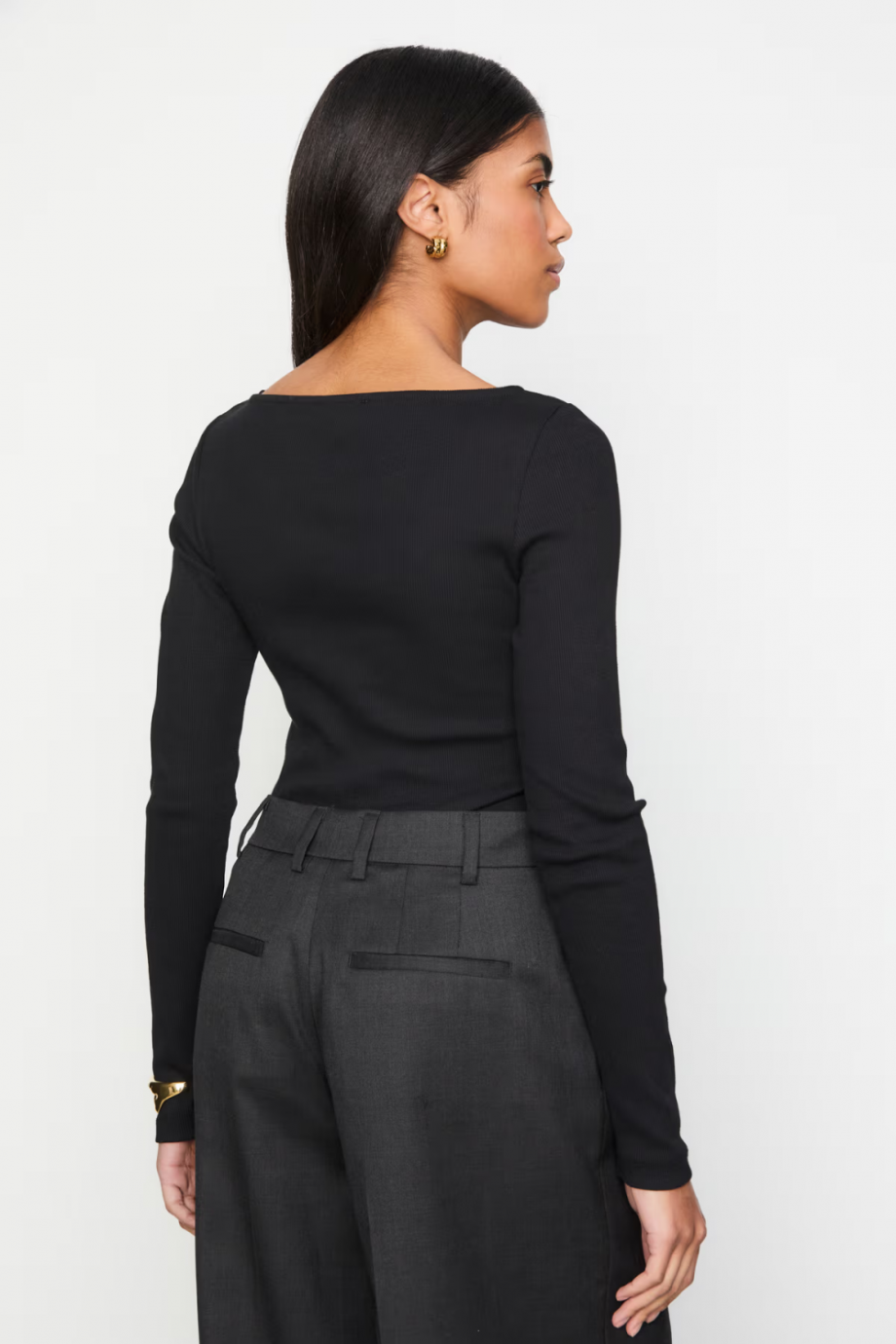 Petronella rib boatneck - Dark brown