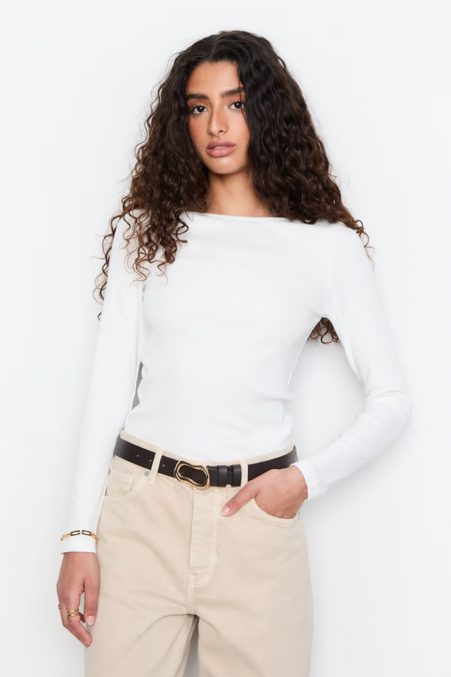 Petronella rib boatneck - Offwhite