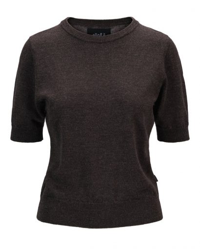 Emmy Merino Top - Dark Brown Melange