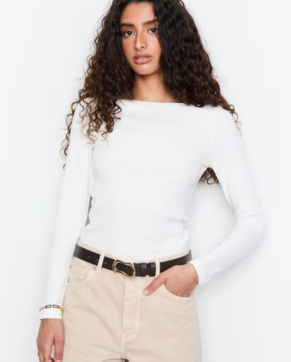 Petronella rib boatneck - Offwhite