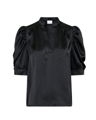 Roella Satin Blouse - Black