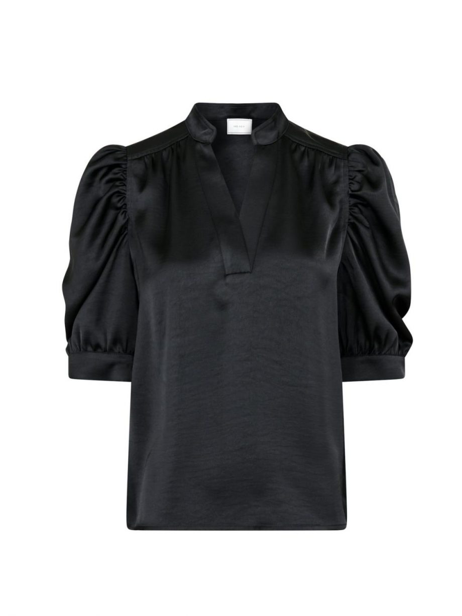 Roella Satin Blouse - Black